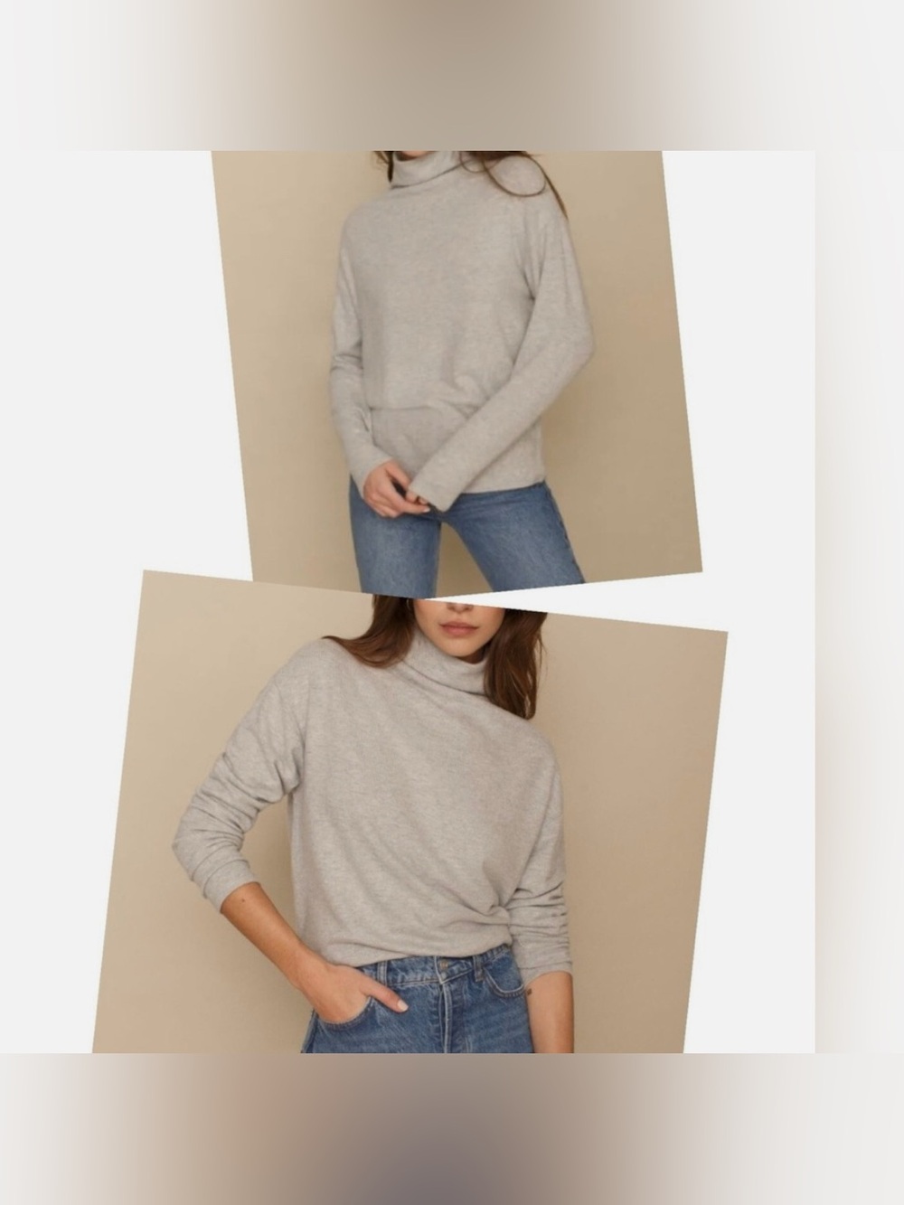 Reformation Kira Brushed Knit
Top Turtleneck Tencel Grey
Long Sleeve
Size M